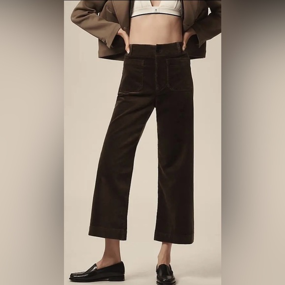 NWT Maeve The Colette cropped Wide-Leg pants in Olive Corduroy Edition Sz 29 - Picture 3 of 12